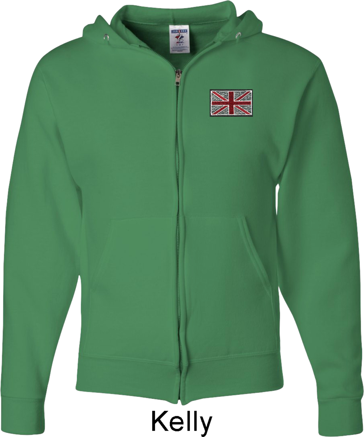 Union Jack Patch Pocket Print Mens Full Zip Hoodie
