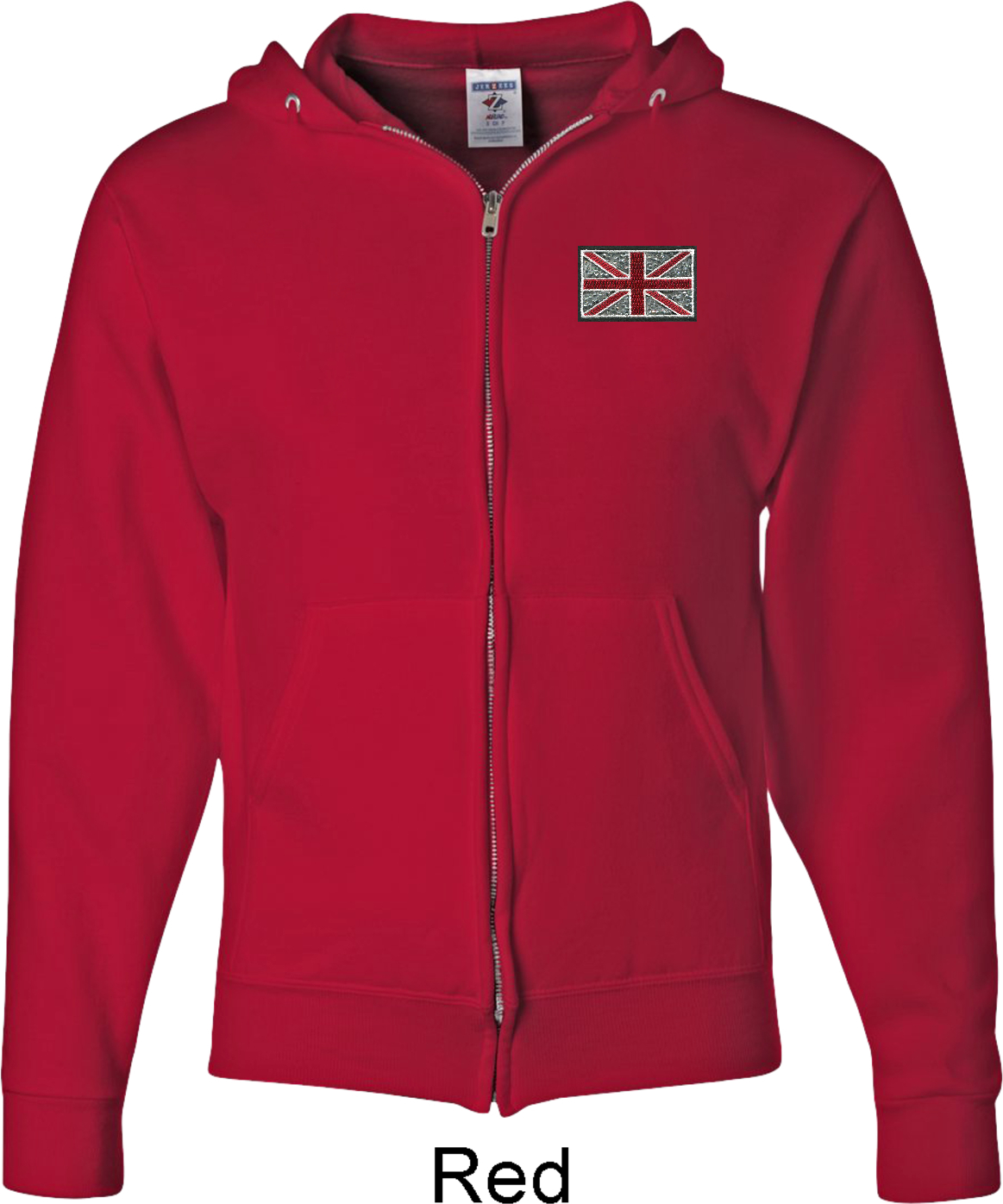 Union Jack Patch Pocket Print Mens Full Zip Hoodie