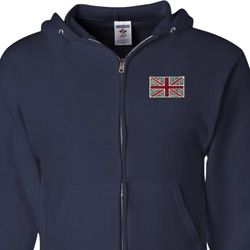 Union Jack Patch Pocket Print Mens Full Zip Hoodie