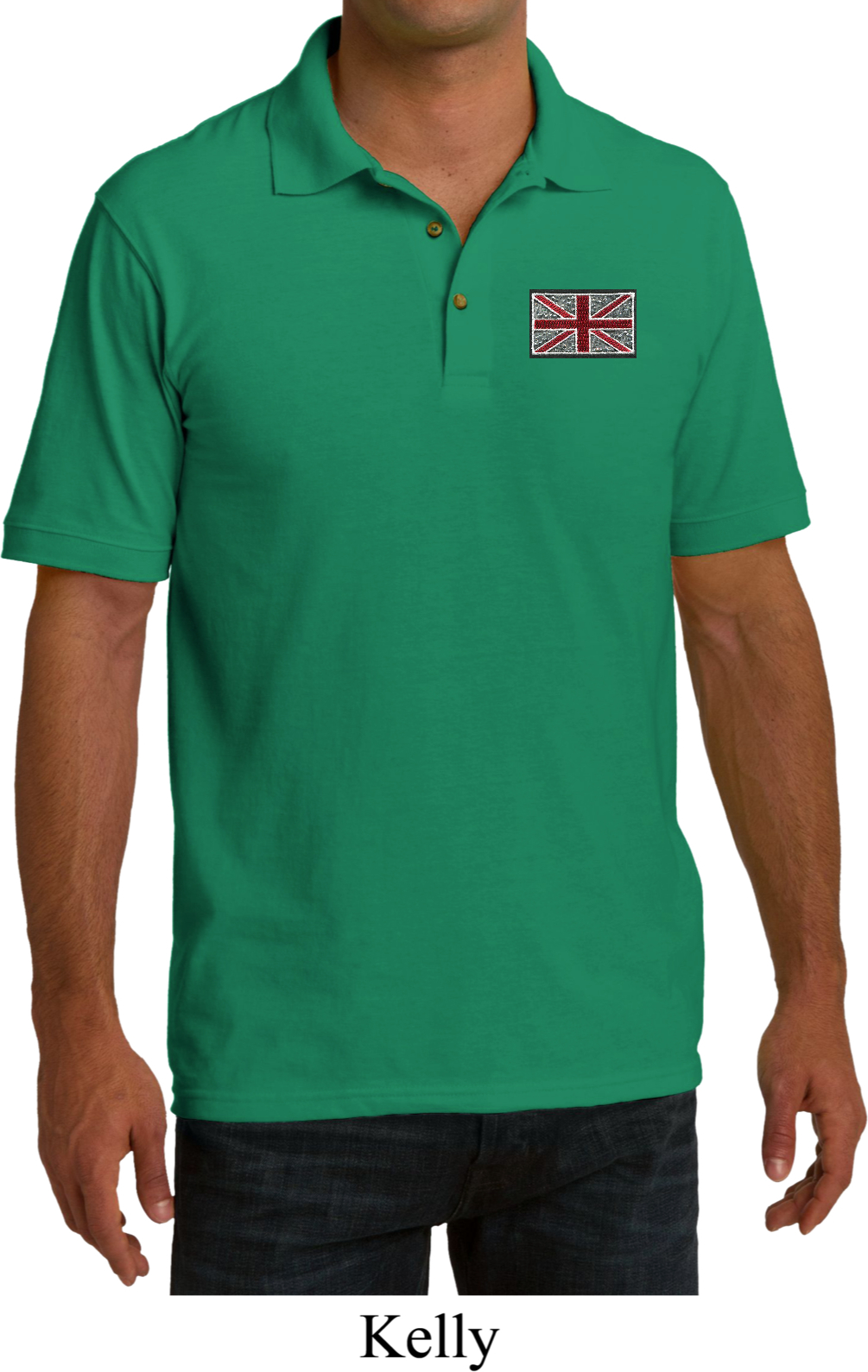 Union Jack Patch Pocket Print Mens Pique Polo Shirt