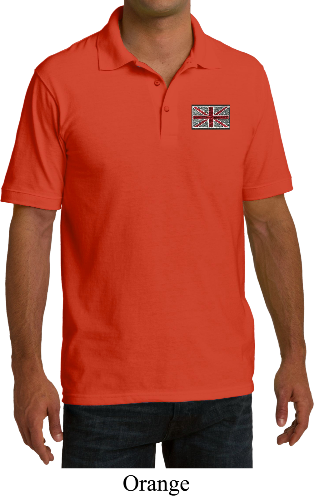 Union Jack Patch Pocket Print Mens Pique Polo Shirt