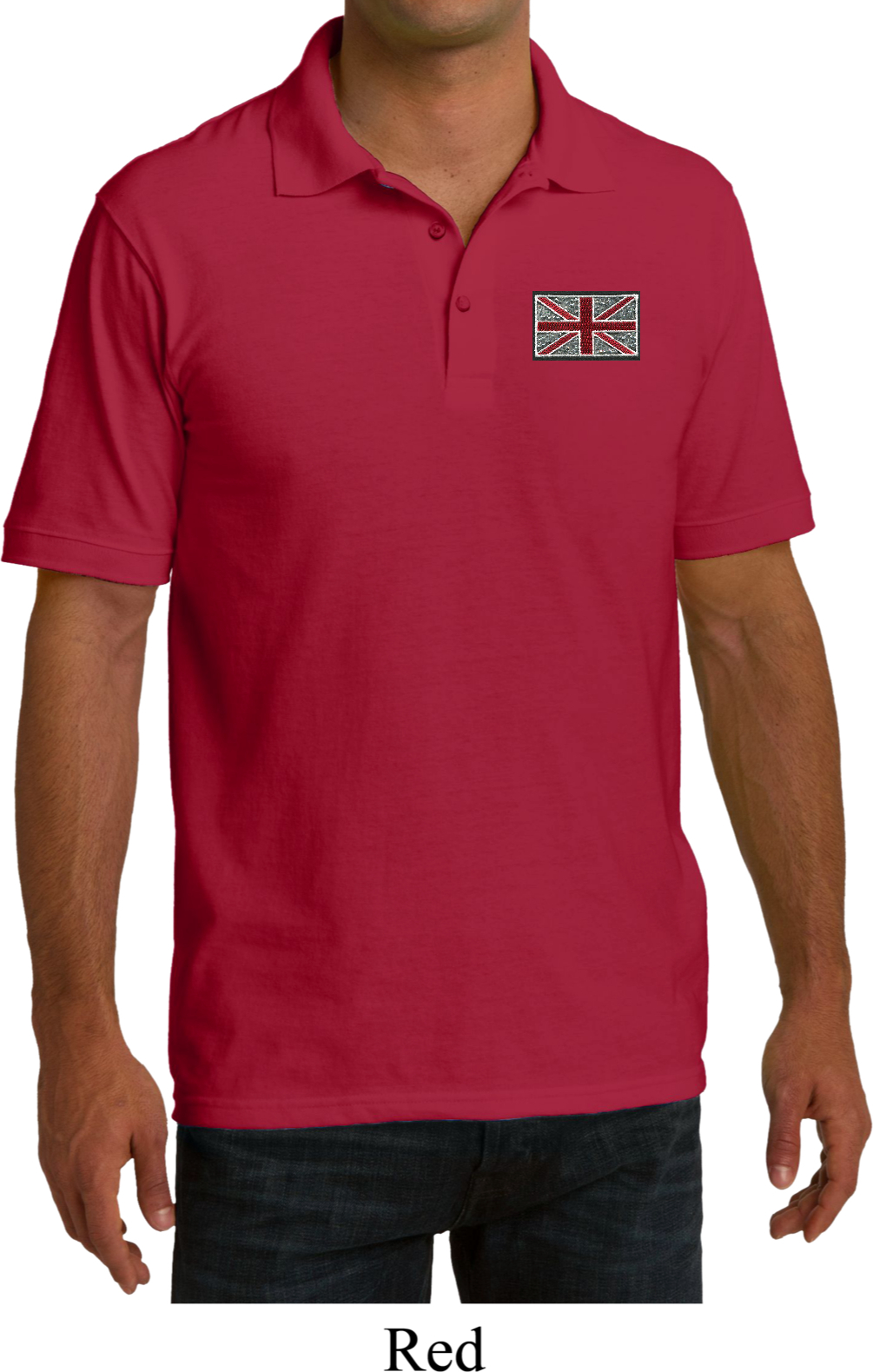 Union Jack Patch Pocket Print Mens Pique Polo Shirt