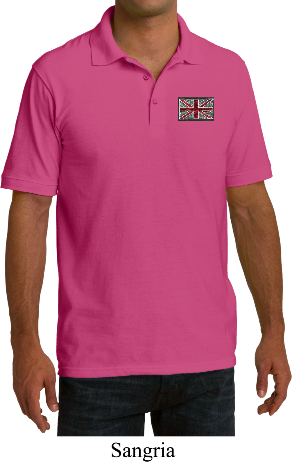 Union Jack Patch Pocket Print Mens Pique Polo Shirt