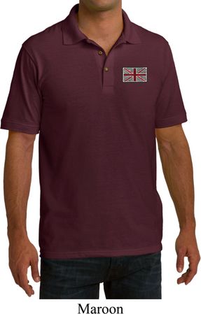 Union Jack Patch Pocket Print Mens Pique Polo Shirt