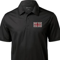 Union Jack Patch Pocket Print Mens Textured Polo Shirt