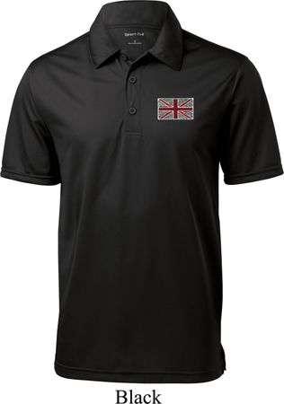 Union Jack Patch Pocket Print Mens Textured Polo Shirt