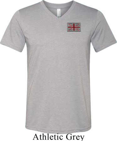 Union Jack Patch Pocket Print Mens Tri Blend V-neck Shirt