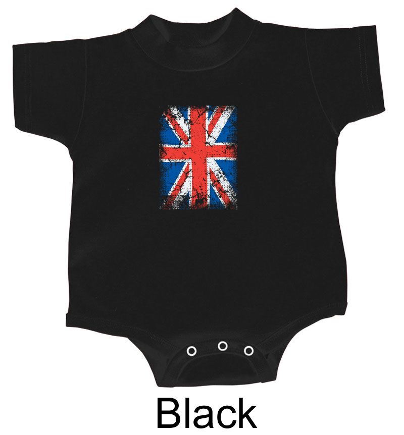 Union Jack Romper British UK Flag Small Print Infant Baby Creeper