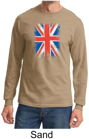 Union Jack Shirt British UK Flag Big Print Adult Long Sleeve Shirt