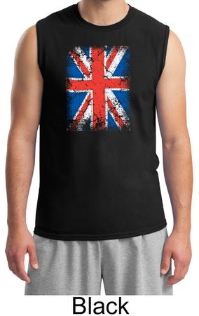 Union Jack Shirt British UK Flag Big Print Adult Muscle Shirt