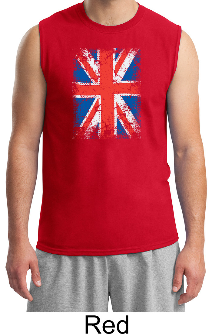 Union Jack Shirt British UK Flag Big Print Adult Muscle Shirt Union