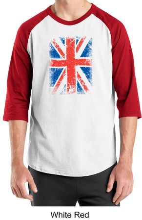 Union Jack Shirt British UK Flag Big Print Adult Raglan Shirt