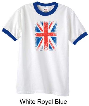 Union Jack Shirt British UK Flag Big Print Adult Ringer Shirt