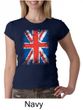 Union Jack Shirt British UK Flag Big Print Ladies Crew Neck Shirt