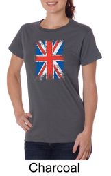 Union Jack Shirt British UK Flag Big Print Ladies Organic T-shirt