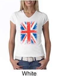 Union Jack Shirt British UK Flag Big Print Ladies V-neck Shirt