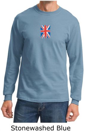Union Jack Shirt British UK Flag Small Print Adult Long Sleeve Shirt