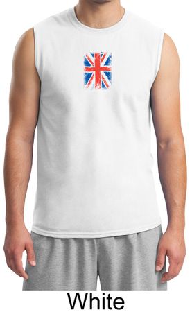 Union Jack Shirt British UK Flag Small Print Adult Muscle Shirt