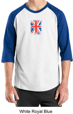 Union Jack Shirt British UK Flag Small Print Adult Raglan Shirt
