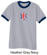 Union Jack Shirt British UK Flag Small Print Adult Ringer Shirt