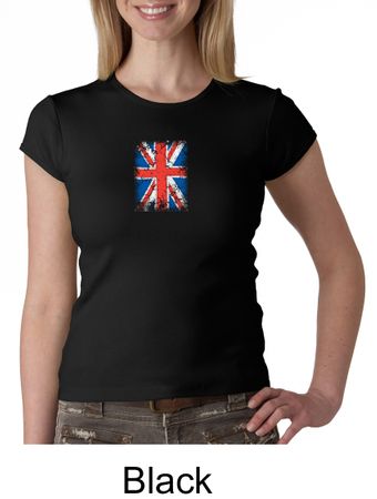 Union Jack Shirt British UK Flag Small Print Ladies Crew Neck Shirt