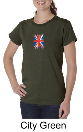 Union Jack Shirt British UK Flag Small Print Ladies Organic T-shirt