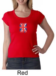 Union Jack Shirt British UK Flag Small Print Ladies Scoop Neck Shirt