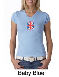 Union Jack Shirt British UK Flag Small Print Ladies V-neck Shirt