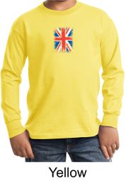 Union Jack Shirt British UK Flag Small Print Youth Long Sleeve Shirt