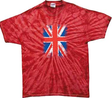 Union Jack Shirt UK Flag Big Print Adult Spider Red Tie Dye Shirt
