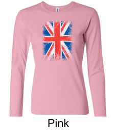 Union Jack Shirt UK Flag Big Print Ladies Long Sleeve Shirt