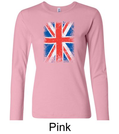 Union Jack Shirt UK Flag Big Print Ladies Long Sleeve Shirt