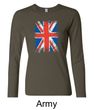 Union Jack Shirt UK Flag Big Print Ladies Long Sleeve Shirt
