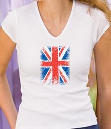 Union Jack Shirt UK Flag Small Print Juniors V-neck Shirt