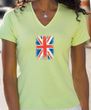 Union Jack Shirt UK Flag Small Print Ladies V-neck Shirt