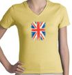 Union Jack Shirt UK Flag Small Print Ladies V-neck Shirt