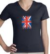 Union Jack Shirt UK Flag Small Print Ladies V-neck Shirt