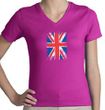 Union Jack Shirt UK Flag Small Print Ladies V-neck Shirt