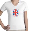 Union Jack Shirt UK Flag Small Print Ladies V-neck Shirt