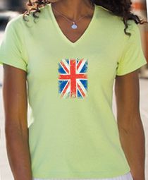 Union Jack Shirt UK Flag Small Print Ladies V-neck Shirt
