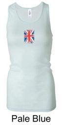 Union Jack Tank Small Print Ladies Longer Length Racerback Tanktop