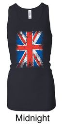 Union Jack Tank Top Big Print Ladies Longer Length Racerback Tanktop