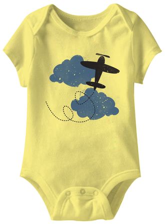 Up In The Air Funny Baby Romper Yellow Infant Babies Creeper