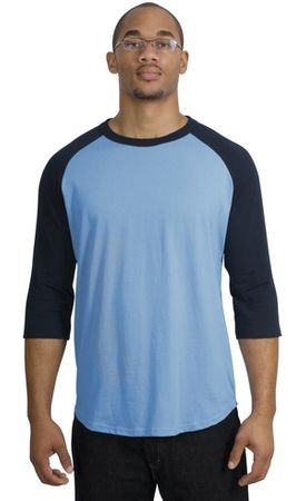 Upscale Sport Tek Big Sizes 3/4 Sleeve Raglan Shirt Carolina Blue Navy