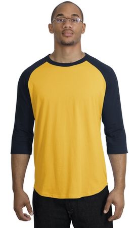 Upscale Sport Tek Big Sizes 3/4 Sleeve Raglan Shirt Gold Navy