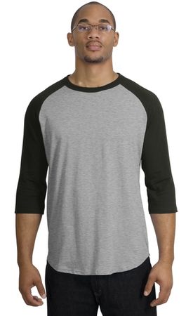 Upscale Sport Tek Big Sizes 3/4 Sleeve Raglan Shirt Heather Grey Black