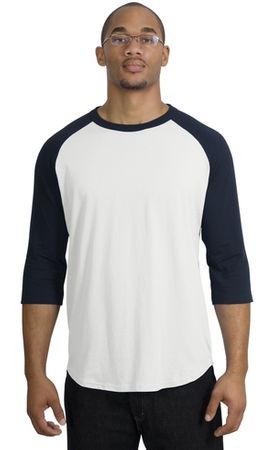 Upscale Sport Tek Big Sizes 3/4 Sleeve Raglan Shirt White Navy
