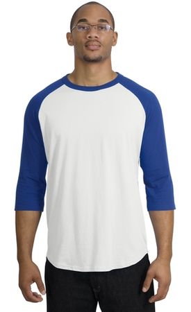 Upscale Sport Tek Big Sizes 3/4 Sleeve Raglan Shirt White Royal