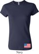 US Flag Bottom Print Ladies Crewneck Shirt