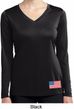 US Flag Bottom Print Ladies Dry Wicking Long Sleeve Shirt